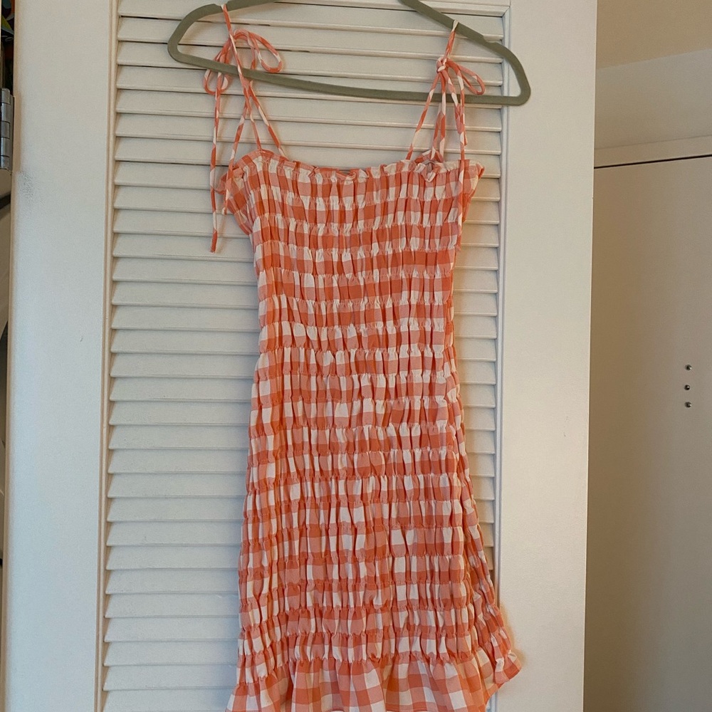 Nasty Gal Orange and White Checkered Mini Dress